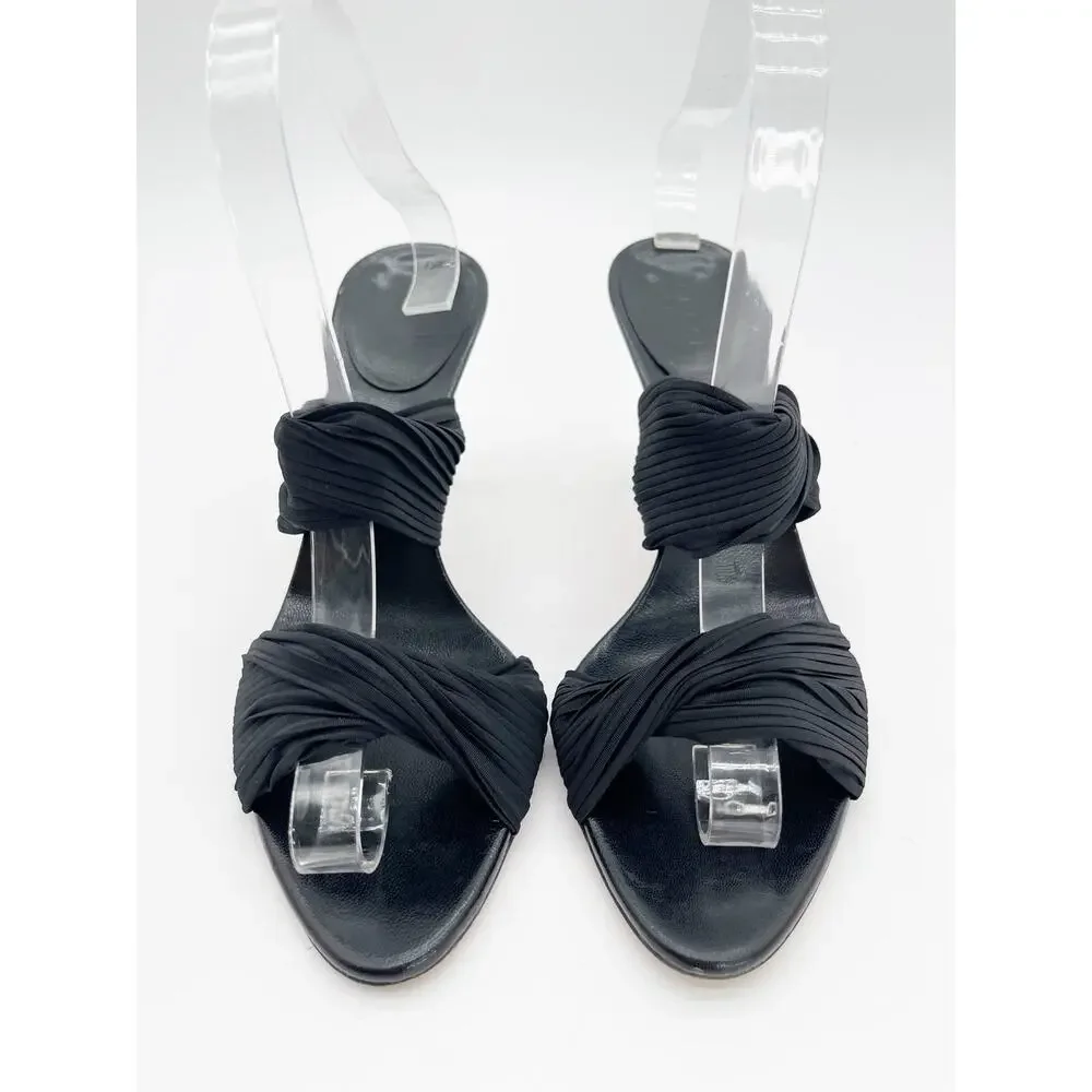 Gucci Vintage Retro 2004 Tom Ford Black Jersey Bamboo Heel Mule Sandals 7.5